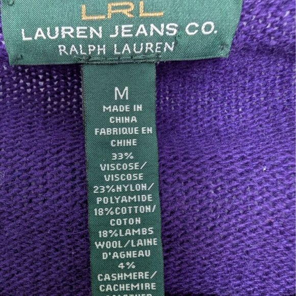 Lauren Ralph Lauren Stripe Sweater Womens Size Medium Purple Gray Wool Cashmere - Picture 4 of 9